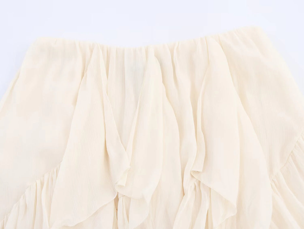 European and American style 2025 summer new product women's clothing design sense layered decoration mid waist MIDI skirt