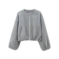 MUJER 2025 Fleece Bomber Jackets for Women Soft Zipper Woman's Sports Jacket Long Sleeve Cropped Jacket Women Coats Outerwears