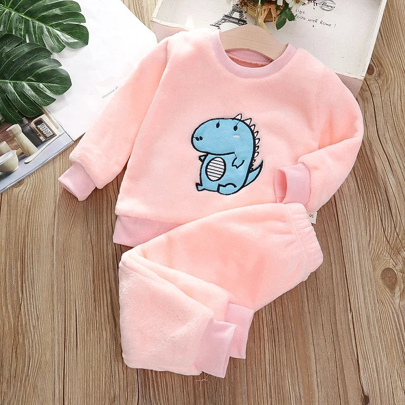 IYEAL Baby Boy Girl Clothes Pajamas Set Flannel Fleece Toddler Children Warm Sleepwear Kids Home Suit Pyjamas Nightwear 1-7Years