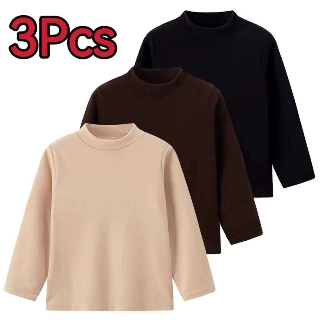 Kids Solid Color Long Sleeve Base Shirt – Soft Casual Layering Top