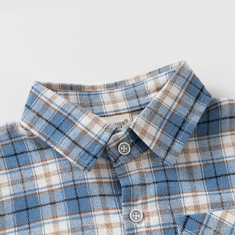 Kids Korean Plaid Oversized Long Sleeve Shirt – Loose Light Outerwear Blouse