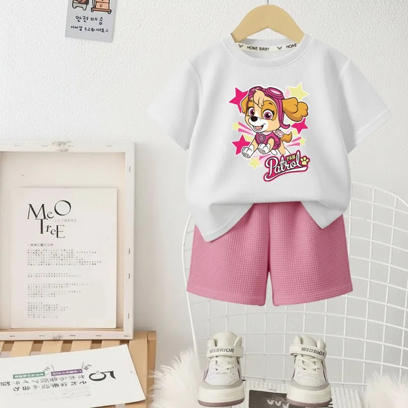 Girls PAW Patrol T-Shirt & Shorts Set – Casual Summer 2-Piece Outfit
