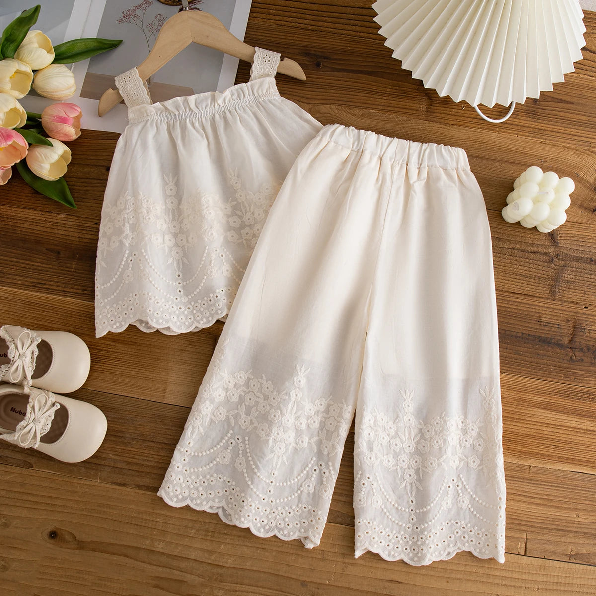 Baby Girl Floral Top & Pants Set – Cute Summer Beach 2-Piece Outfit