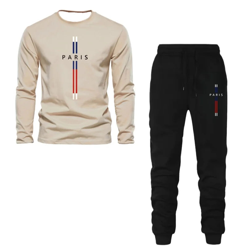 Autumn And Winter Two-Piece Versatile Daily Men's Sleepwear Long Sleeved Pants Letter Printed Pattern Basic Shirt Home Suit Set