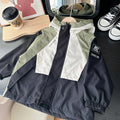 Boys Color Block Hooded Windbreaker Jacket – Fashion Zipper Outerwear