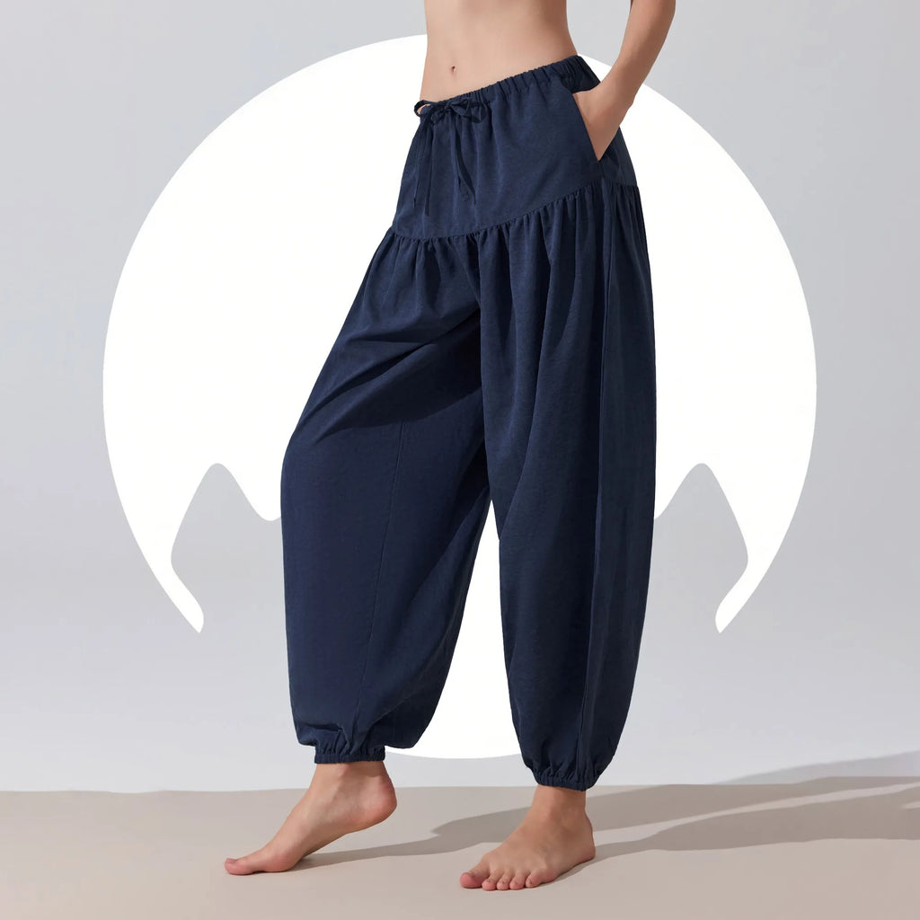 Women's High Waist Drawstring Yoga Boho Harem Pants – Loose Balloon Sweatpants with Pockets