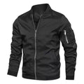 Men's Baseball Uniform Windproof Cycling Jacket – Solid Zipper Casual Outdoor Coat