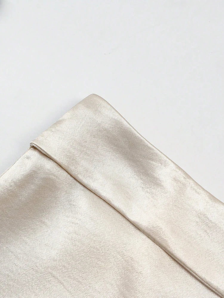 2025 New Women's Premium Design Elegant Satin A-line Half Skirt Pure Colour Belt Halter Skirt Dinner Party Dating