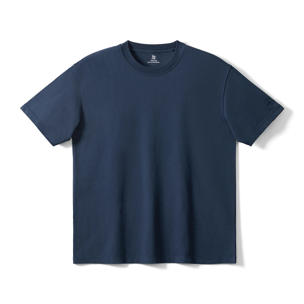 SIMWOIOD High Standard 2026 Summer New Oversize 260gsm 100% Cotton T-shirts Men Comfortable Breathable Tops Plus Size Tees