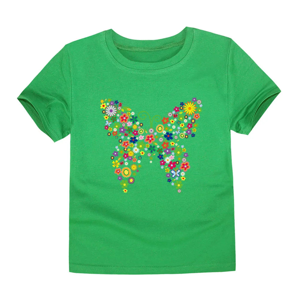 Girls Flower Print Cotton T-Shirt – Pink Casual Tee Ages 2–14