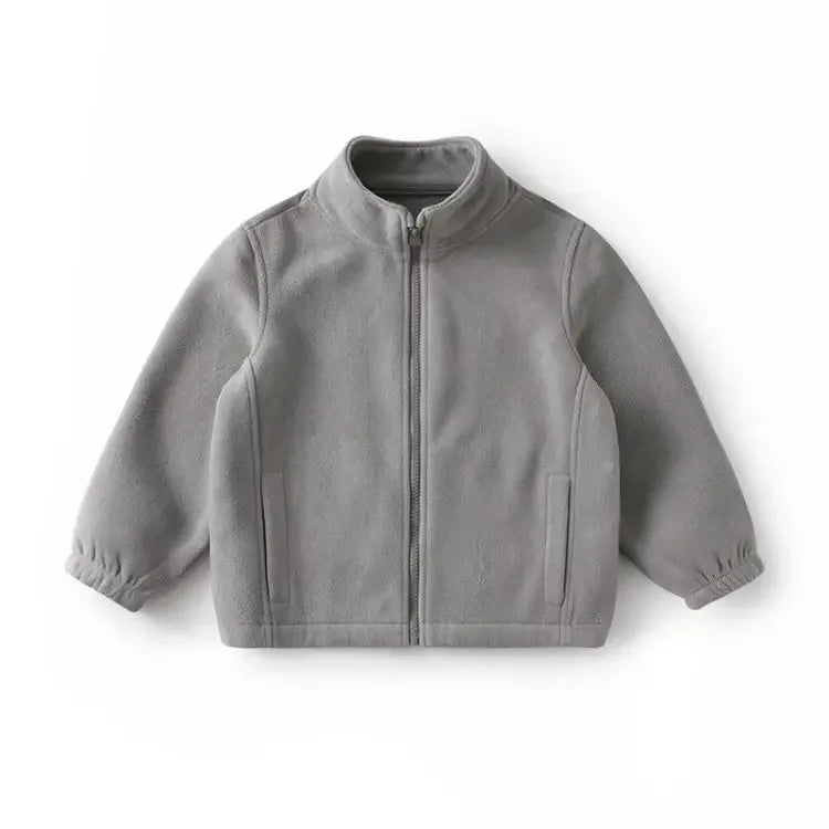 Kids Hooded Double Fleece Zip Jacket – Windproof Warm Coat Ages 2–14