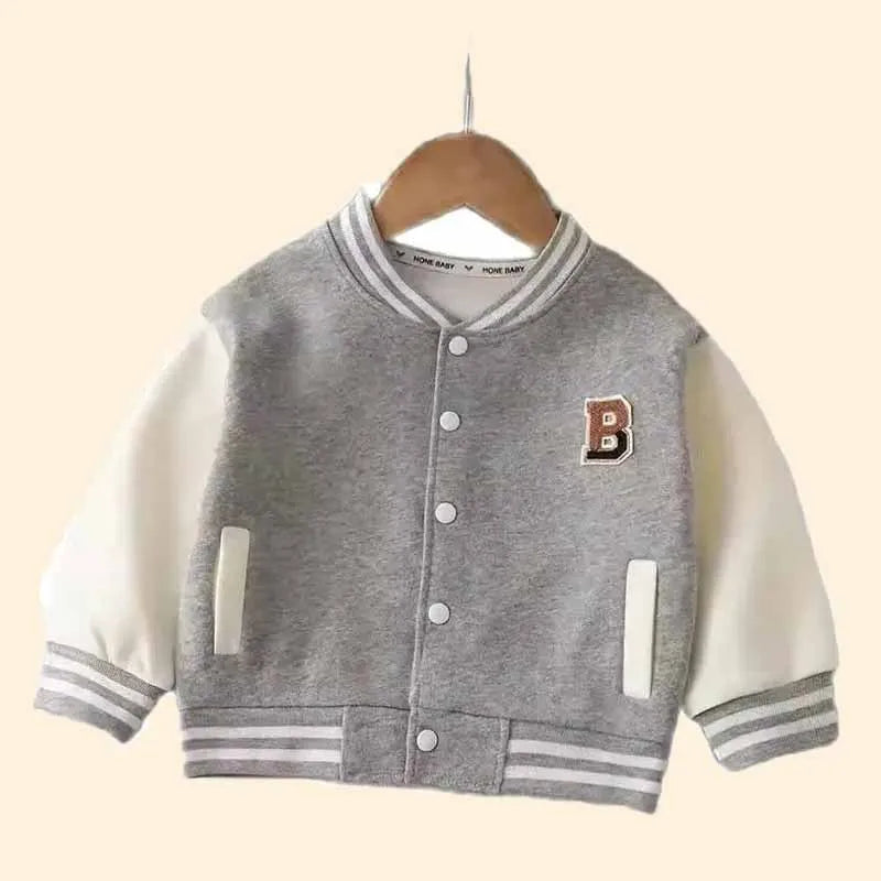Kids Letter Baseball Jacket Coat – Fashion Casual Sports Outerwear Ages 12M–12Y