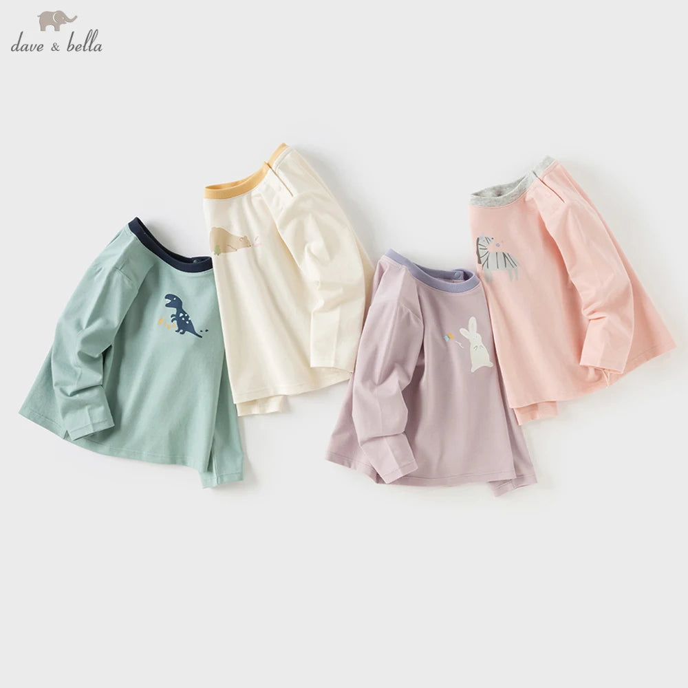 Kids Animal Print Long Sleeve Pullover – Soft Cotton Casual Base Top