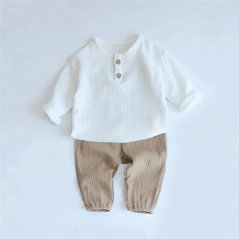 Baby Organic Cotton Top & Shorts Set – Solid Color 2-Piece Summer Outfit Ages 1–6