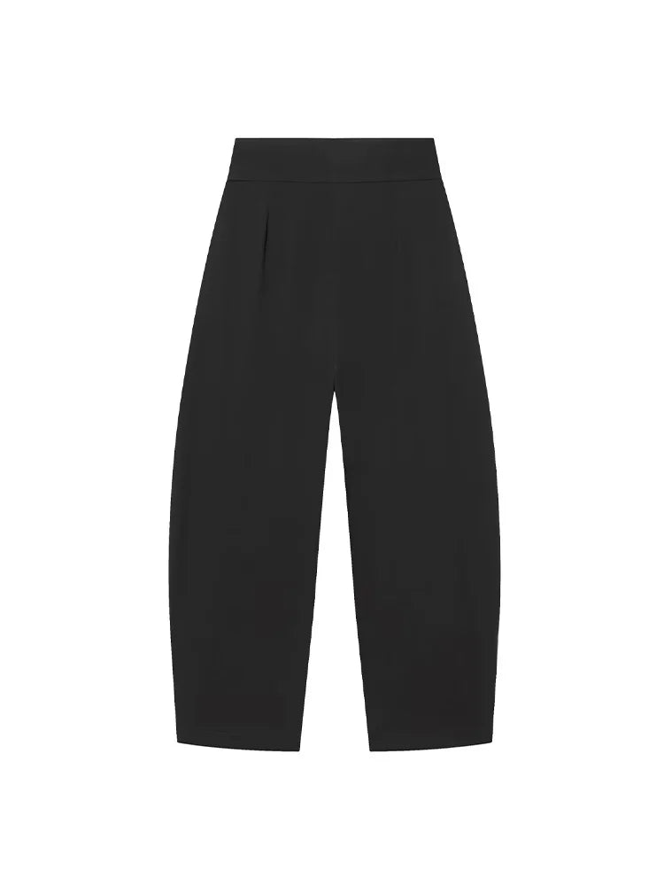 Women's Elegant Pleated Balloon Trousers – High Waist Loose Pocket Pants