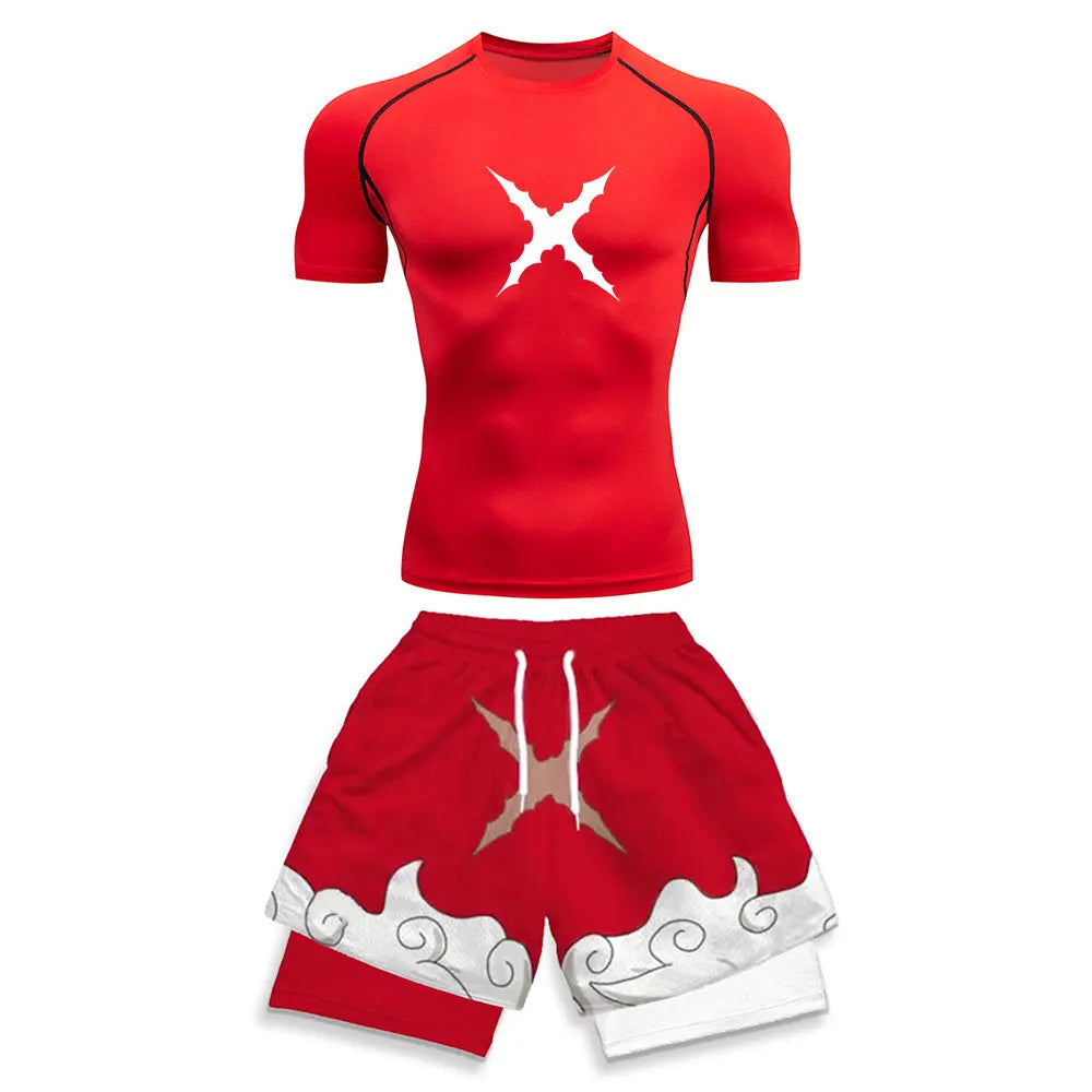 Men's Compression Sports Suit 2-Piece Set – Trendy Athletic Fitness Running Outfit