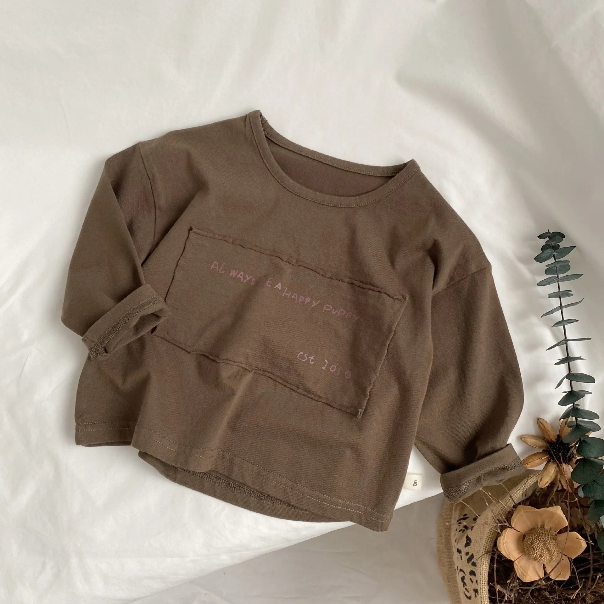 Kids Letter Print Long Sleeve T-Shirt – Casual Cotton Patch Top