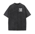 European washed retro round neck short sleeved shirt for men and women, 100% pure cotton, customizable logo