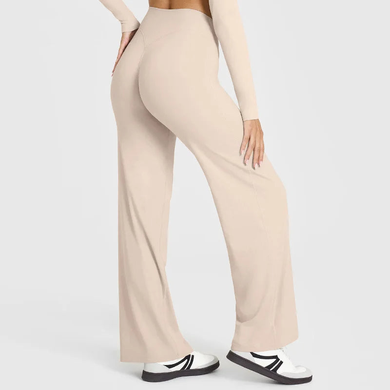 Women's Butter Fabric Straight-Leg Yoga Pants – Ultra Soft Mid-Waist Gym Pilates Trousers