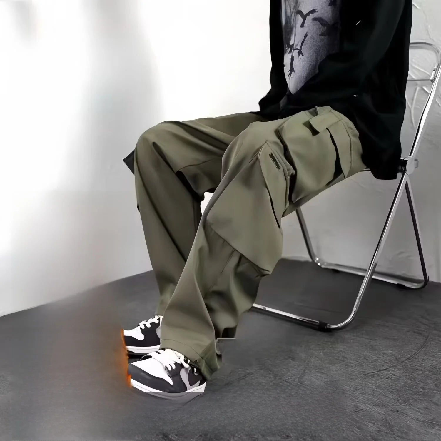 Men's Workwear Pants Large Size Casual Loose Fit Trousers for Construction Wear Summer Wearable Durable Cuffed Pants