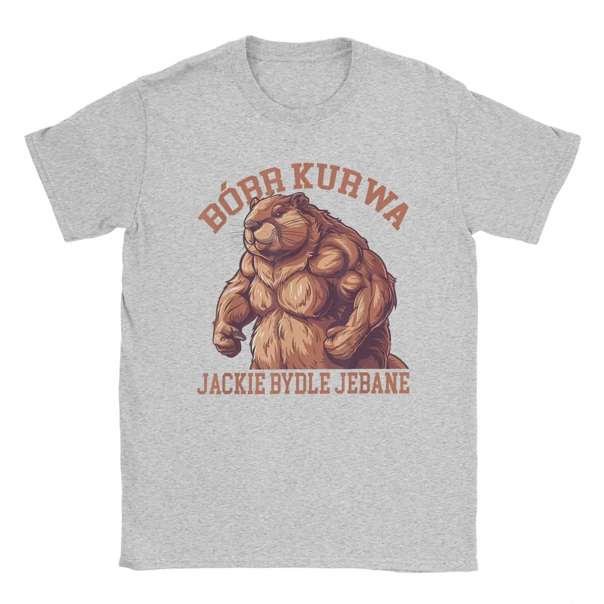 Unique Bobr Kurwa Bober Beaver T-Shirt for Men Round Neck 100% Cotton T Shirts Short Sleeve Tee Shirt Birthday Gift Tops