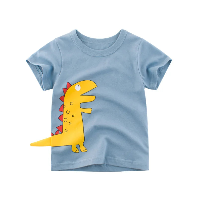 Boys Cartoon Print Short Sleeve T-Shirt – Fun Cotton Kids Tee Ages 2–8
