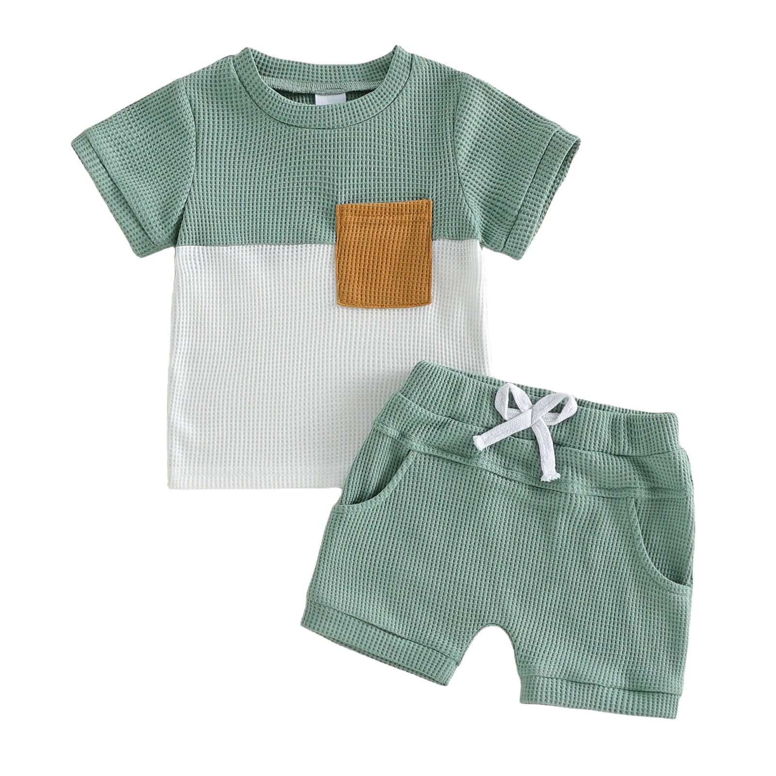 Infant Boy Print T-Shirt & Elastic Shorts Set – Casual 2-Piece Summer Outfit