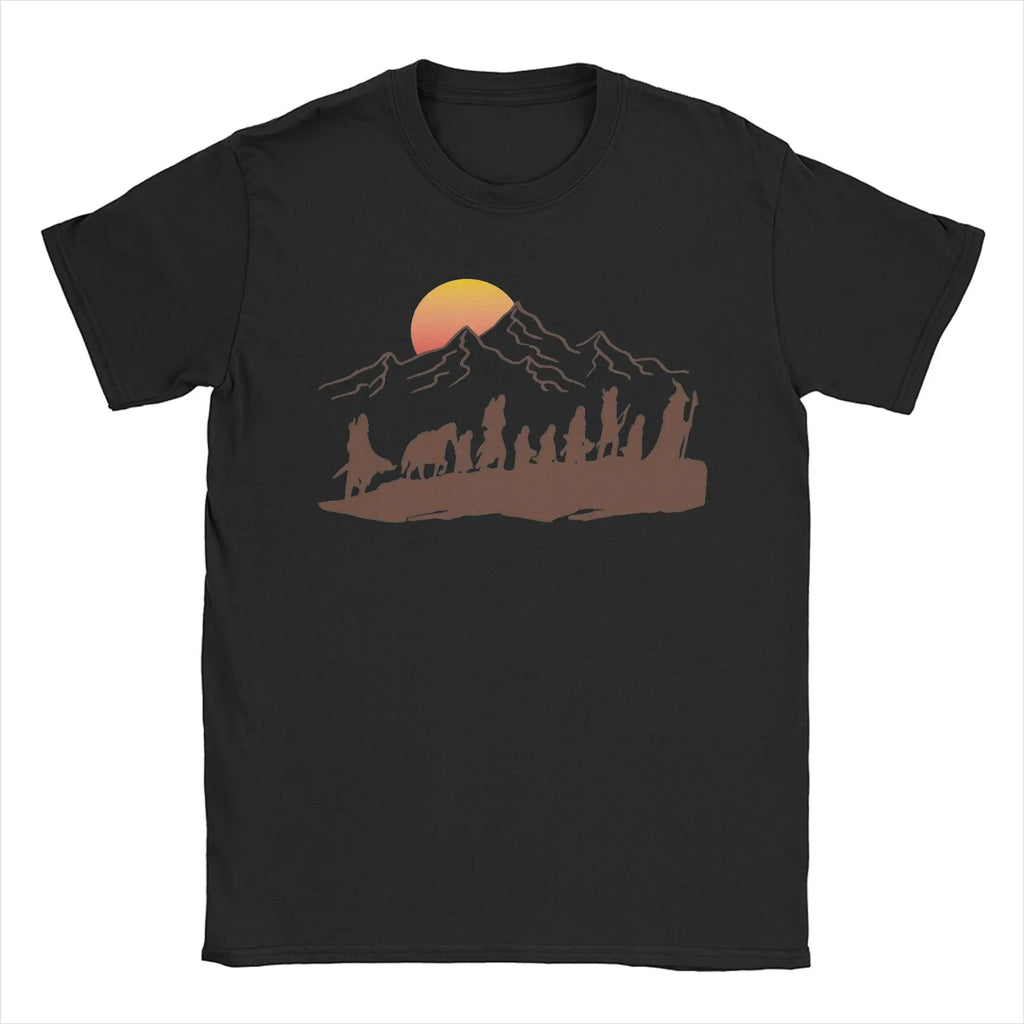The Fellowship L-Lords Of The R-Rings T Shirts Men Pure Cotton Funny T-Shirts Round Neck  Tee Shirt Short Sleeve Clothes Summer