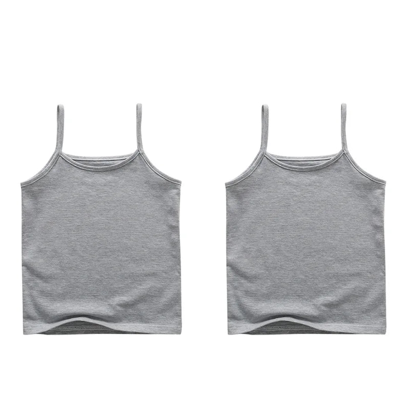 Girls Cotton Colored Tank Top – Soft Camisole Undershirt for Kids