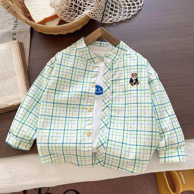 Toddler Boy Long Sleeve Casual Shirt – Soft Cotton Top Ages 1–4