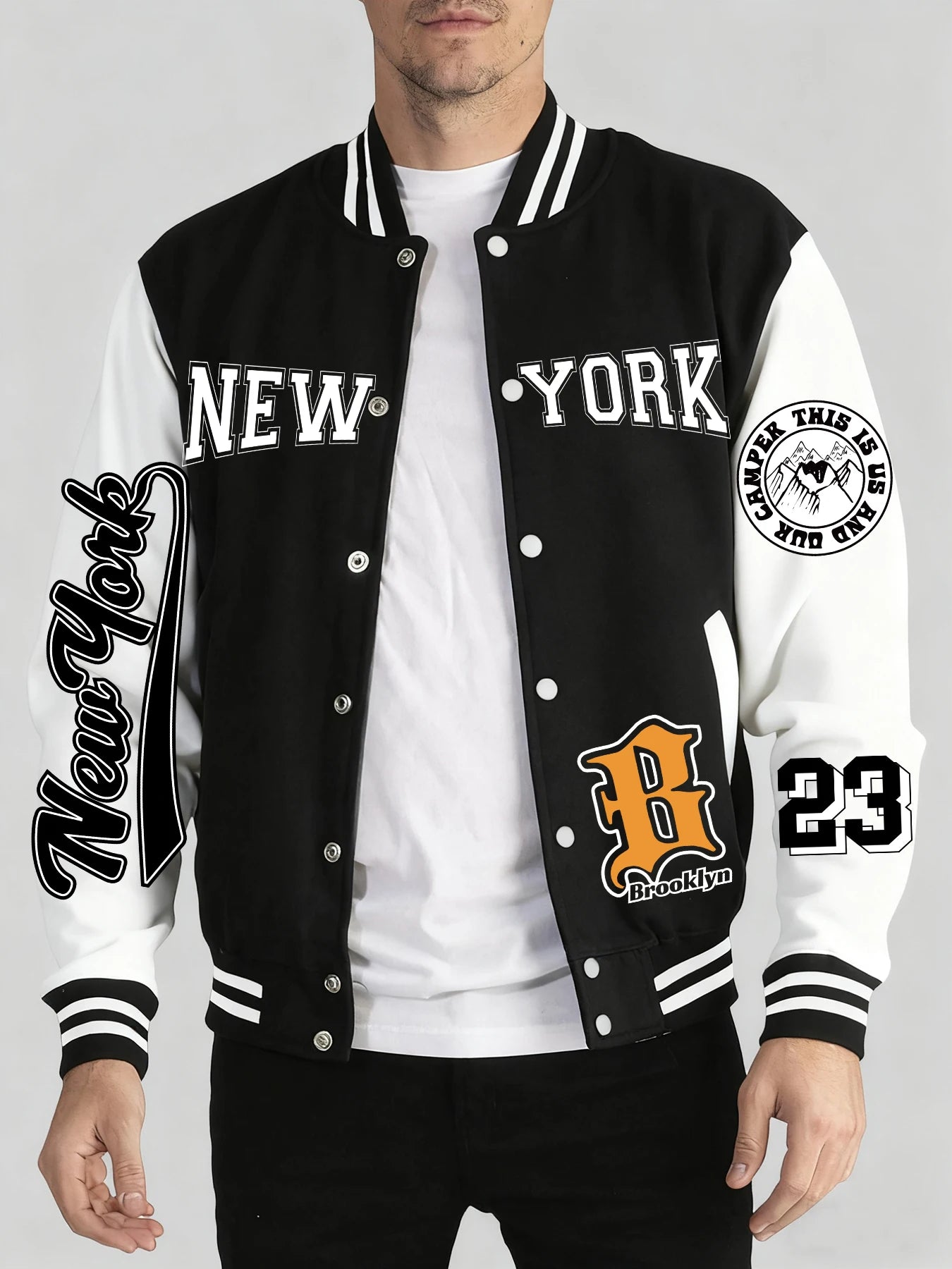 Men's LA Art Letter Baseball Jersey Jacket – Soft Loose Sports Casual Coat