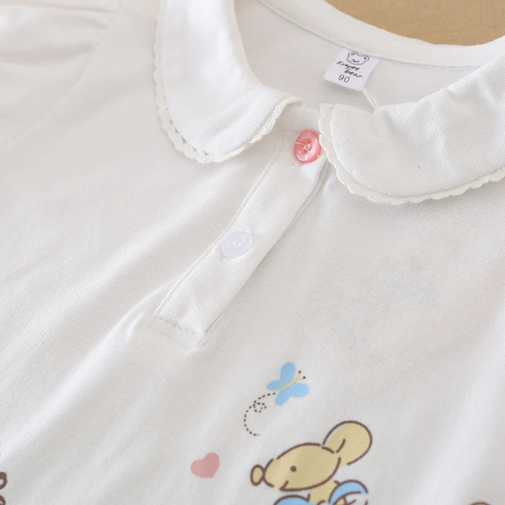 Girls Short Sleeve Cotton Top – Cute Casual Shirt for Ages 2–6