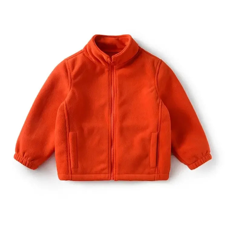 Kids Hooded Double Fleece Zip Jacket – Windproof Warm Coat Ages 2–14