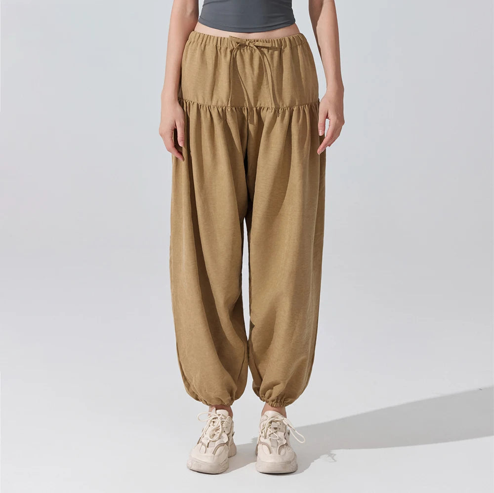 Women's High Waist Drawstring Yoga Boho Harem Pants – Loose Balloon Sweatpants with Pockets