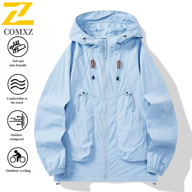 Unisex UPF50+ Ice Silk Hooded Jacket – Ultra Thin Quick-Dry Outdoor Sports Coat