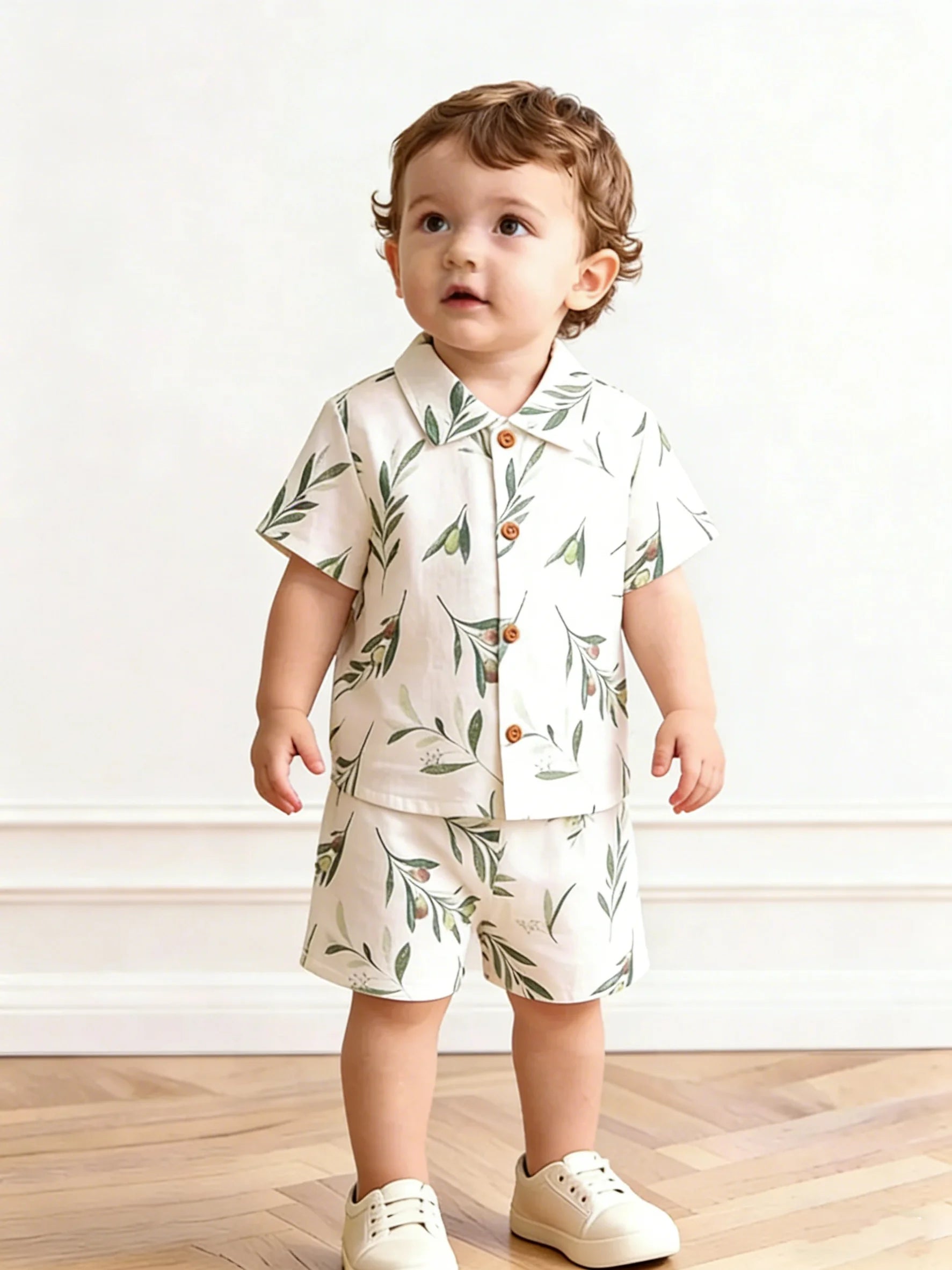 Baby Organic Cotton Top & Shorts Set – Solid Color 2-Piece Summer Outfit Ages 1–6