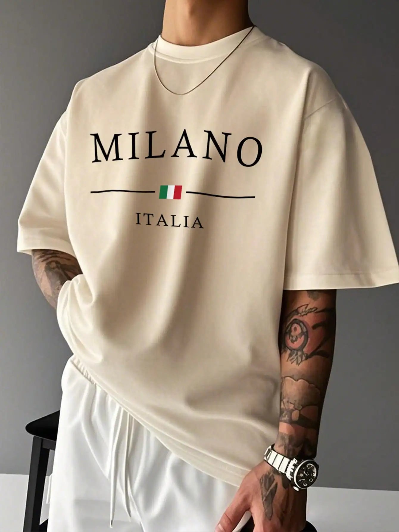 Men's Loose Fit Casual Graphic Print Short Sleeve T-Shirt