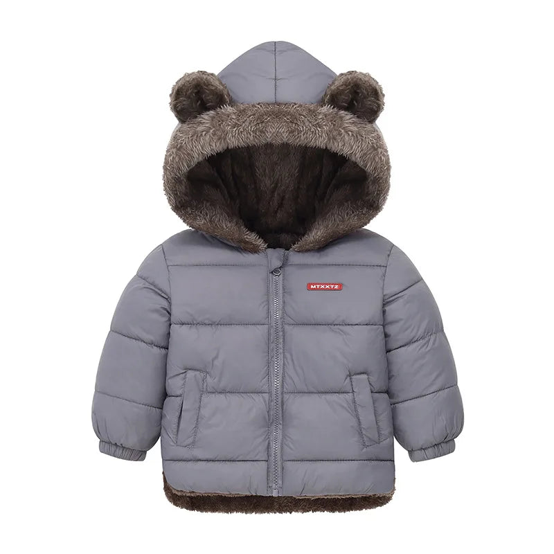 Kids Padded Fleece Thick Hooded Snowsuit Jacket – Warm Cashmere Winter Coat