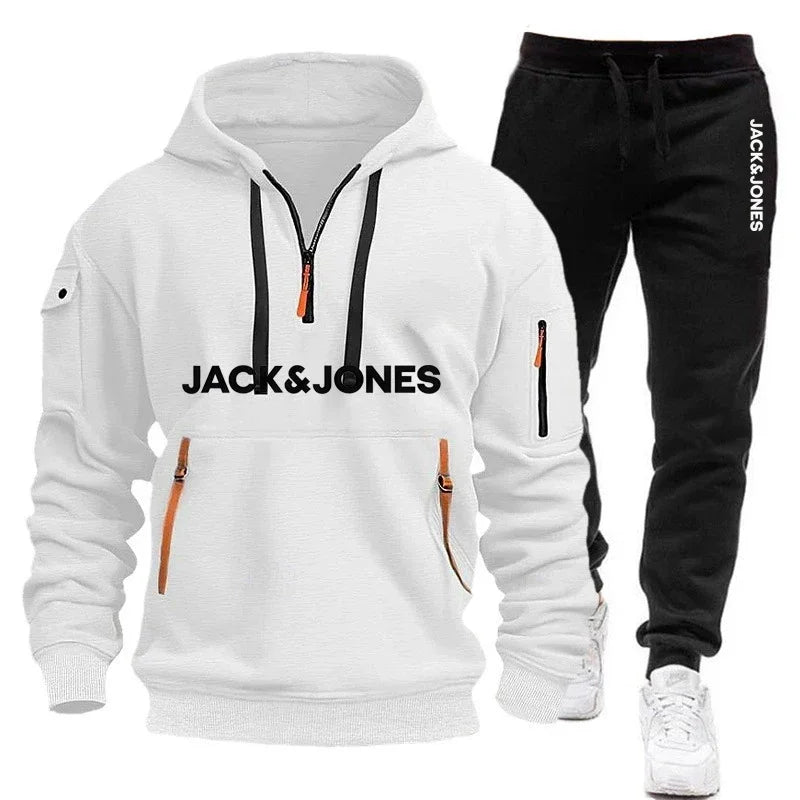 Men's Sweatshirt & Jogger Pants Set with Wool Cap – 3-Piece Autumn Winter Sportswear