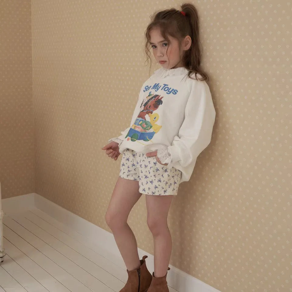 K2603 Vintage Floral Korean Style Summer Baby Girl's Ultra-Short Denim Shorts Fashionable Versatile Kids' Clothing
