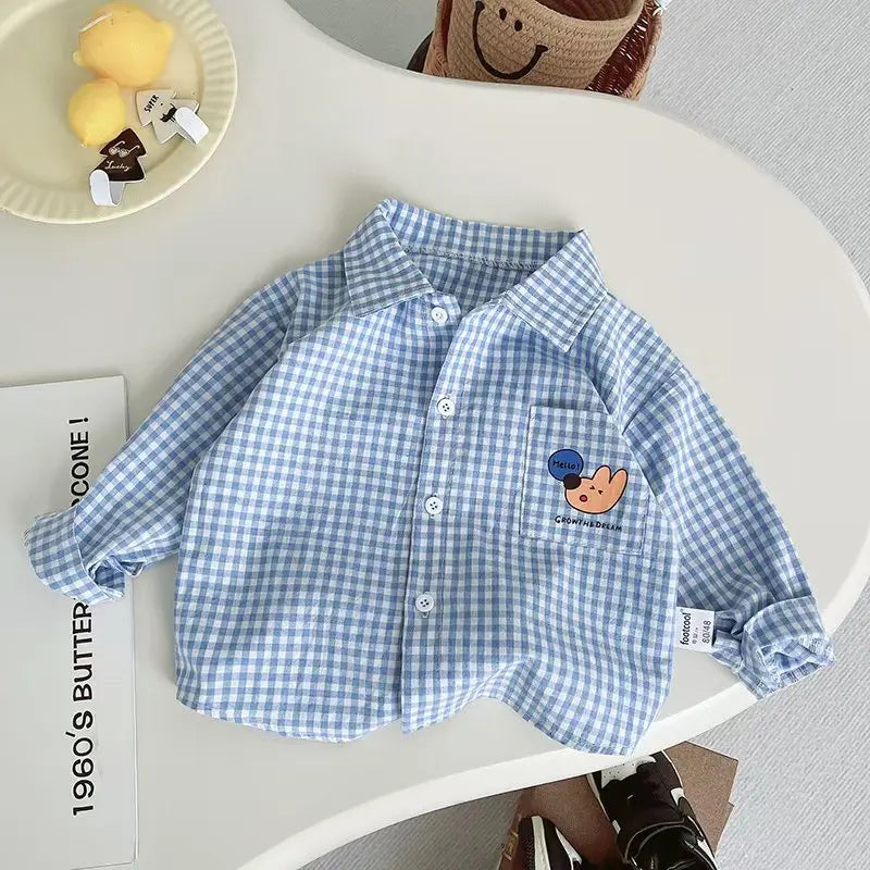 Baby Boy Plaid Long Sleeve Shirt – Soft Cotton Casual Top Ages 1–4