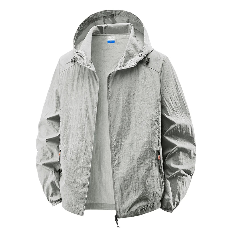 Men's Hooded Sun Protection Lightweight Windbreaker – Quick-Dry UV Coat for Hiking & Travel