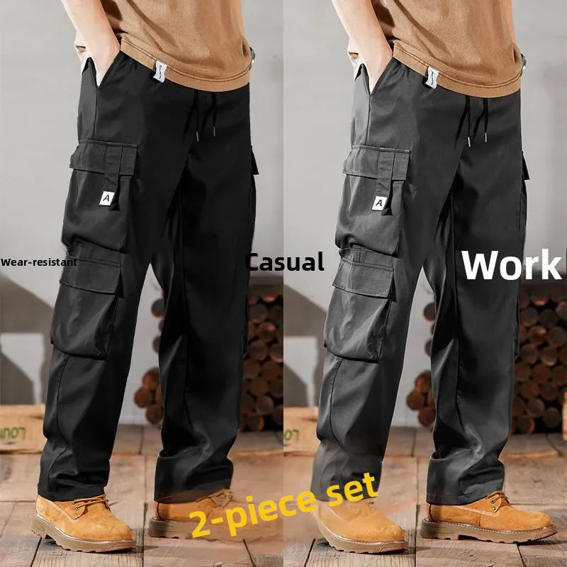 Men's Workwear Pants Large Size Casual Loose Fit Trousers for Construction Wear Summer Wearable Durable Cuffed Pants