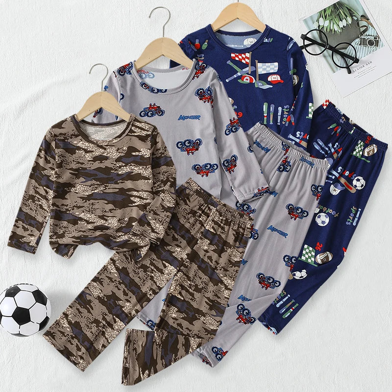 Kids Cute Print Long Sleeve & Pants Home Set – Cozy 2-Piece Autumn Outfit