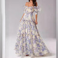 Elegant Floral Off-Shoulder Maxi Dress