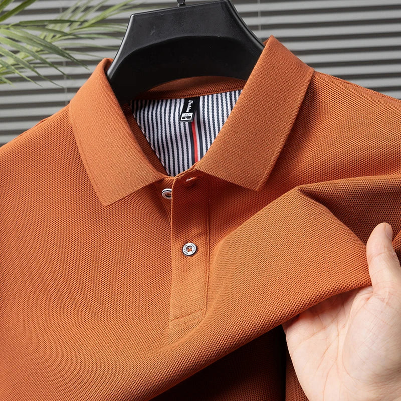 High end 100% cotton short sleeve polo shirt men's summer new trend brand business casual golf T-shirt fashion men's clothing