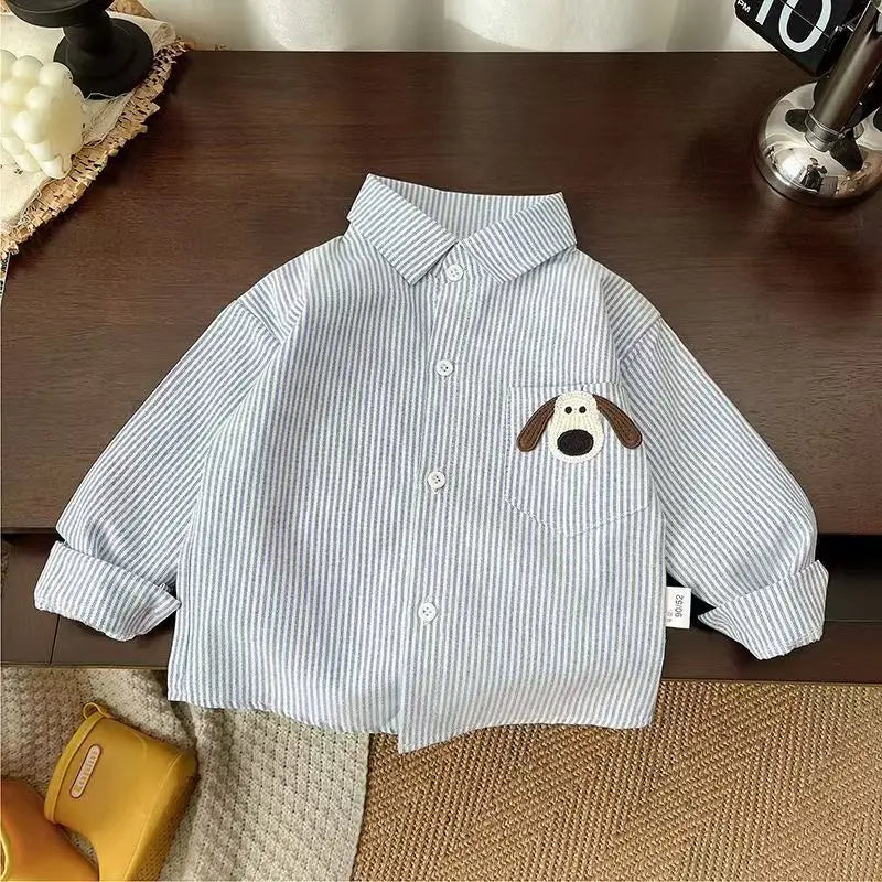 Toddler Boy Casual Long Sleeve Shirt – Soft Cotton Everyday Top Ages 1–4