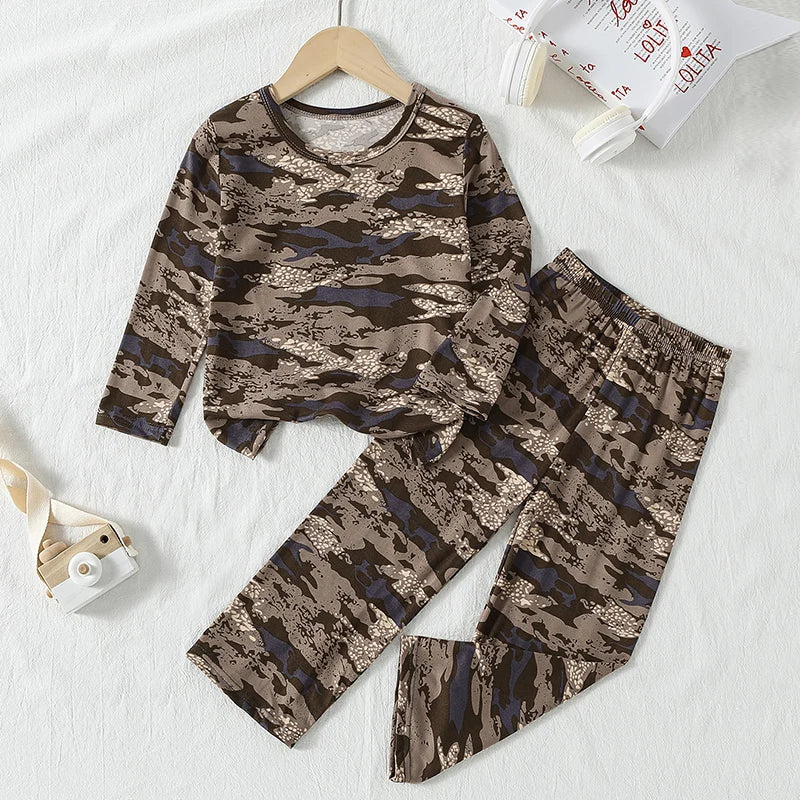 Kids Cute Print Long Sleeve & Pants Home Set – Cozy 2-Piece Autumn Outfit