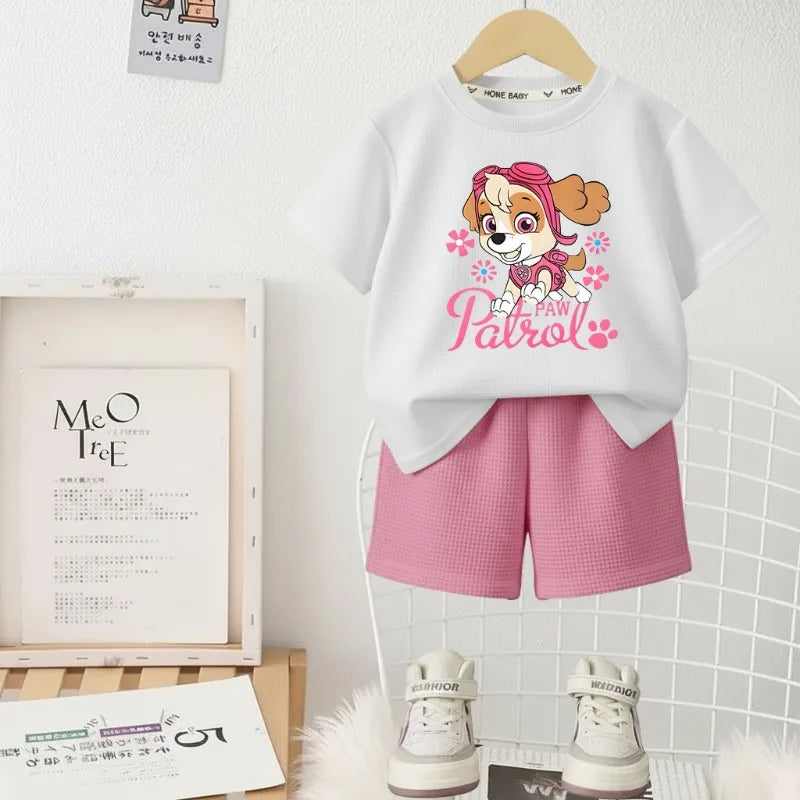Girls PAW Patrol T-Shirt & Shorts Set – Casual Summer 2-Piece Outfit