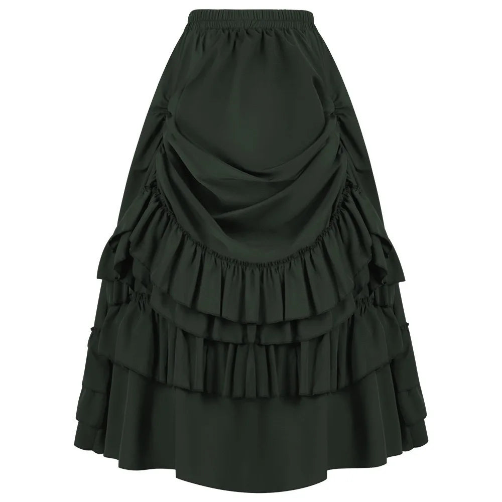 Women's Asymmetric Stripe Belt Midi Skirt – Casual Loose Mid Waist Summer Skirt
